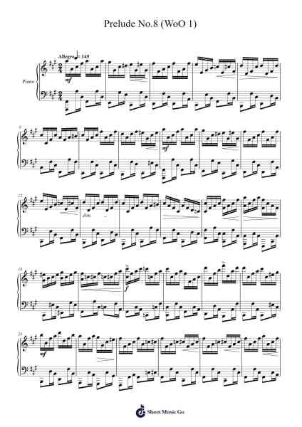 Prelude No.8 (WoO 1) Sheet Music by Seonyong Hwang-Arr.Cookeda