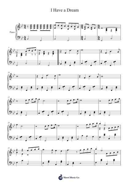 I Have a Dream Notenblatt von ABBA-Arr.Virwey Bloornid