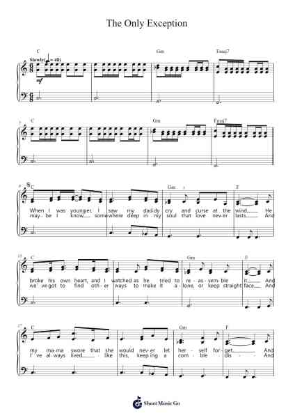 The Only Exception Sheet Music by Glee Cast-Arr.Springgene