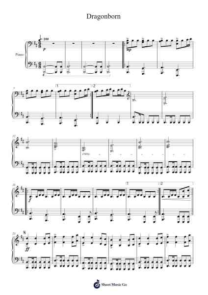 The Elder Scrolls V Skyrim - Dragonborn Sheet Music by Jeremy Soule-Arr.Norther