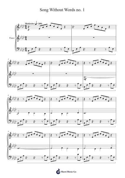 Song Without Words no. 1 Sheet Music by undefined-Arr.Hobbaird Birdsibyl