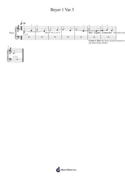 Beyer 1 Var 3 Sheet Music by Sonre-Arr.Wrightac Phimaud