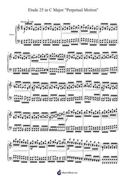 Etude 25 in C Major "Perpetual Motion" Sheet Music by Timothy Cho-Arr.Moisham Whcky