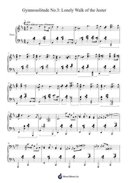 Gymnosolitude No.3: Lonely Walk of the Jester Sheet Music by Tuukka Jokilehto-Arr.Ossharp Nortiane