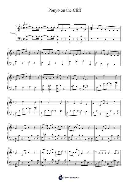 Ponyo on the Cliff by the Sea Sheet Music by 久石譲 (Joe Hisaishi)-Arr.Churwalsh