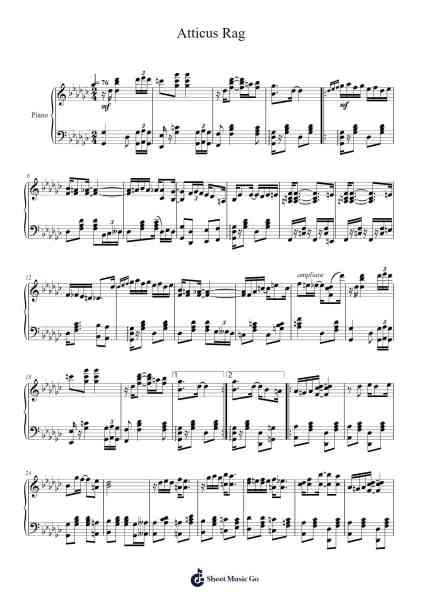 Atticus Rag Sheet Music by Hicksreg-Arr.Yulejah