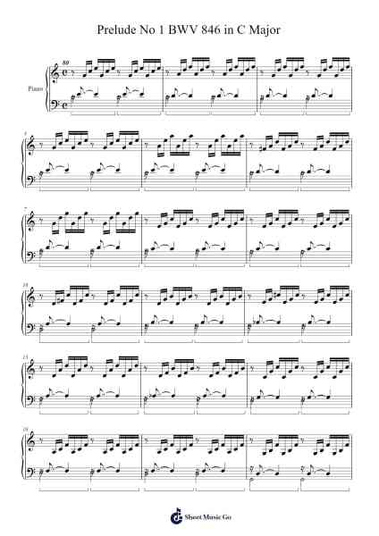 Prelude No. 1 in C Major, BWV 846 Sheet Music by Johann Sebastian Bach-Arr.Dondike Caevier
