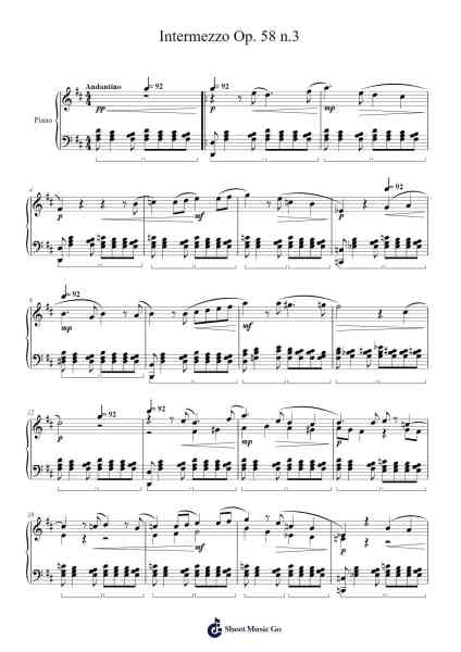 Intermezzo Op. 58 n.3 (a Ennio Morricone) Sheet Music by Ennio Morricone-Arr.Leighruth
