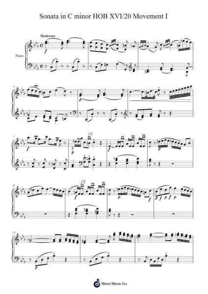 Piano Sonata in C Minor, Hob. XVI/20: I. Allegro moderato Sheet Music by Joseph Haydn-Arr.Reylome