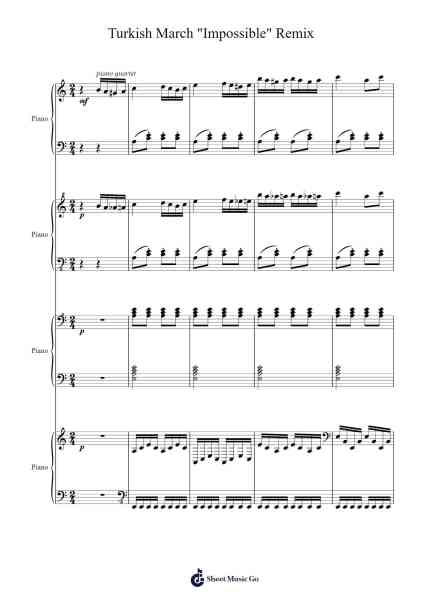 Turkish March "Impossible" Remix Sheet Music by Wolfgang Amadeus Mozart-Arr.Greydre Keithburne
