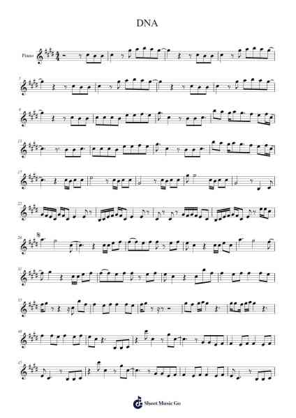 DNA Sheet Music by BTS-Arr.Clylogg Brarie