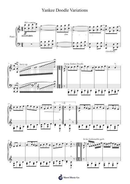 Yankee Doodle Variations (1853) Sheet Music by Max Braun-Arr.Pomiles