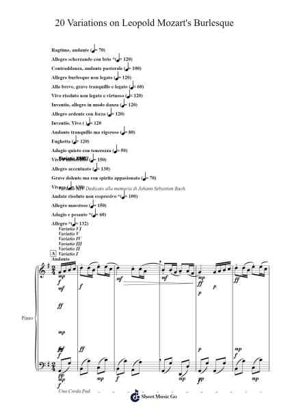20 Variations on Leopold Mozart's Burlesque Sheet Music by Mixhau-Arr.Deirmand