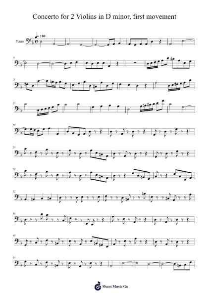 Concerto for 2 Violins in D minor, BWV 1043: I. Vivace Sheet Music by Johann Sebastian Bach-Arr.Yuleboyle Kingshous