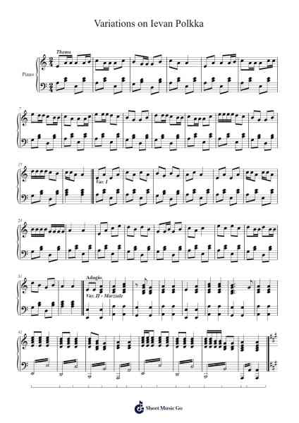 Variations on Ievan Polkka Sheet Music by Lawburns Brucetom-Arr.Chrisriah Sheicia