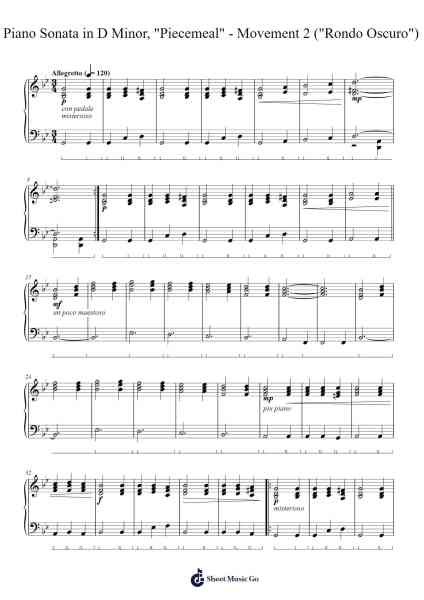 Piano Sonata in D Minor, "Piecemeal" - Movement 2 ("Rondo Oscuro") Sheet Music by Cookeda-Arr.Branbart