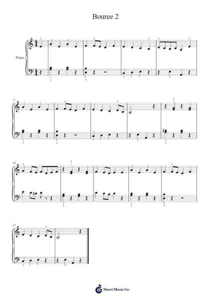 Orchestral Suite No. 3 in D Major, BWV 1068: II. Bouree 2 Sheet Music by Johann Sebastian Bach-Arr.Hodggrote Yvescole