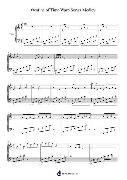 Ocarina of Time Warp Songs Medley Sheet Music by Koji Kondo-Arr.Glalain Borhys