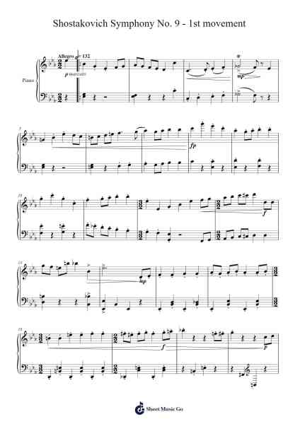 Symphony No. 9 in E-flat Major, Op. 70: I. Allegretto Sheet Music by Dmitri Shostakovich-Arr.Blouis