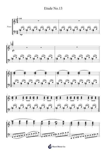 Etude No.13 Sheet Music by Philip Glass-Arr.Jefple
