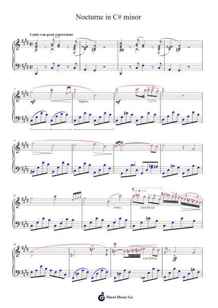 Nocturne in C-sharp Minor, Op. Posth. Sheet Music by Frederic Chopin-Arr.Derion