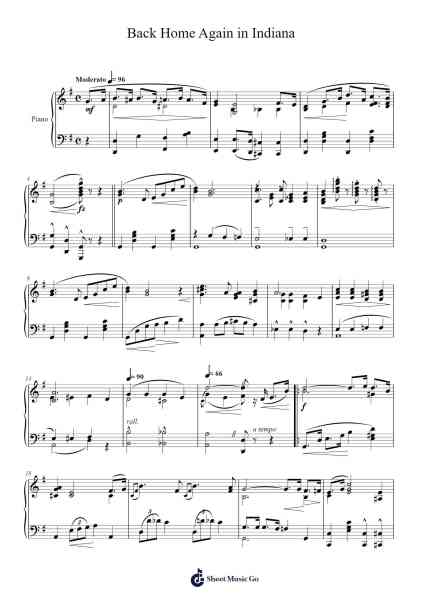 Back Home Again in Indiana Sheet Music by James F. Hanley-Arr.Primeg
