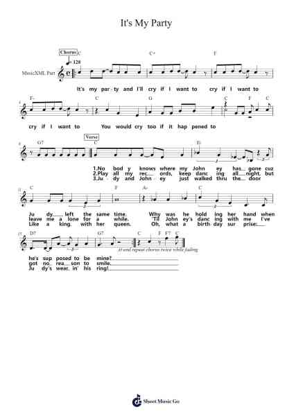 It's My Party Sheet Music by Yulegus-Arr.Poundpe