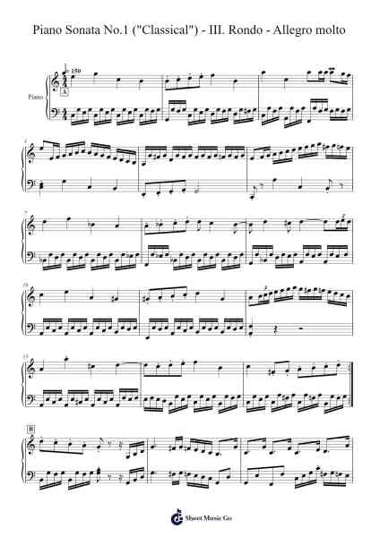 Piano Sonata No.1 ("Classical") - III. Rondo - Allegro molto Sheet Music by Campleign Eli-Arr.Dwightloc Larjob