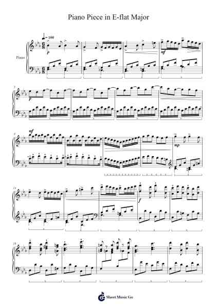 Piano Piece in E-flat Major Sheet Music by undefined-Arr.Irbald Jouvier