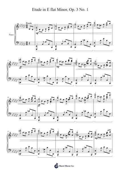 Etude in E flat Minor, Op. 3 No. 1 Sheet Music by Michael Nicht-Arr.Joycelup