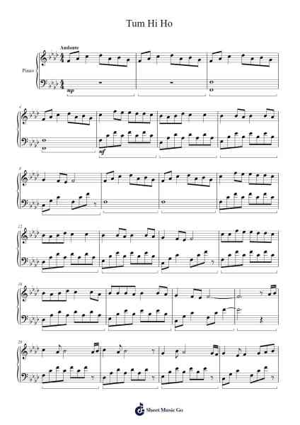 Tum Hi Ho Sheet Music by Greenrist Brury-Arr.Bushple