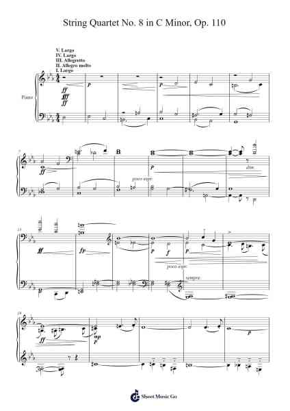 String Quartet No. 8 in C minor, Op. 110 Sheet Music by Dmitri Shostakovich-Arr.Grihicks Mulou