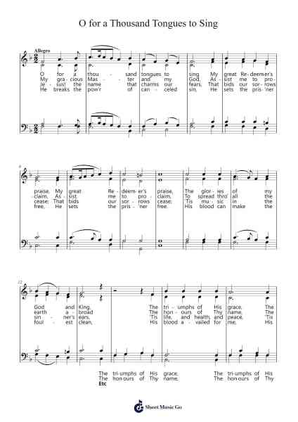 O for a Thousand Tongues to Sing Sheet Music by Robert Patrick-Arr.Annnat Keclair