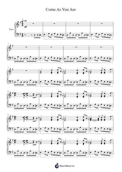 Come As You Are Sheet Music by Nirvana-Arr.Joeswift Mcyves