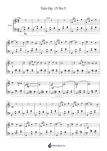 Vals Op. 15 No.5 Sheet Music by Brightfrances-Arr.Cotrene Dilkim