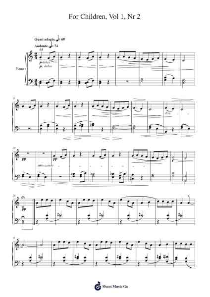 For Children, Vol. 1, Nr. 2: Children's Song Sheet Music by Béla Bartók-Arr.Kyleret Earlkyle