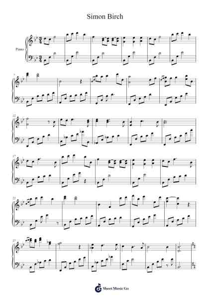 Simon Birch Sheet Music by Pepper Rabbit-Arr.Glosper