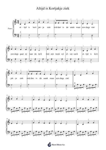 Altijd is Kortjakje ziek Sheet Music by undefined-Arr.Dawnbian Sherqe