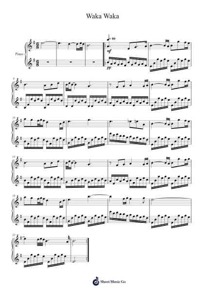 Waka Waka Sheet Music by undefined-Arr.Derwy Joylogg