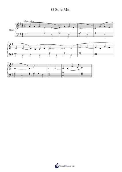 'O Sole Mio Sheet Music by Eduardo Di Capua-Arr.Blithediah