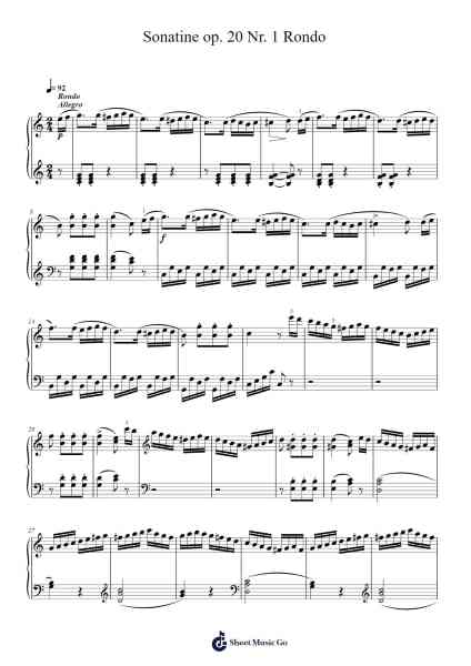 Sonatine op. 20 Nr. 1 Rondo Sheet Music by Friedrich Kuhlau-Arr.Lynchric