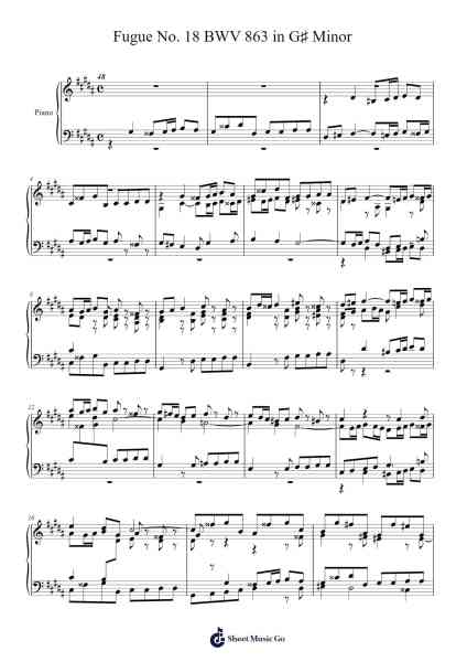 Fugue No. 18 in G♯ Minor, BWV 863 Sheet Music by Johann Sebastian Bach-Arr.Spenborg