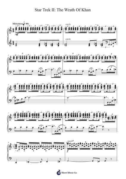 Star Trek II: The Wrath Of Khan - Piano Solo Sheet Music by James Horner/Alexander Courage-Arr.Bunjoan Payley