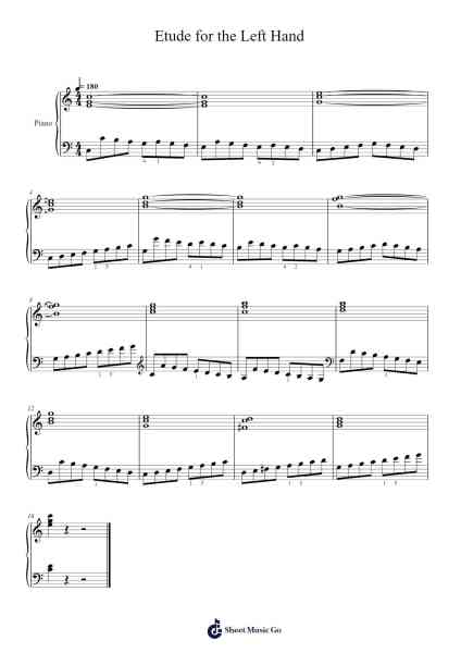 Etude for the Left Hand Sheet Music by Carl Czerny-Arr.Woltier