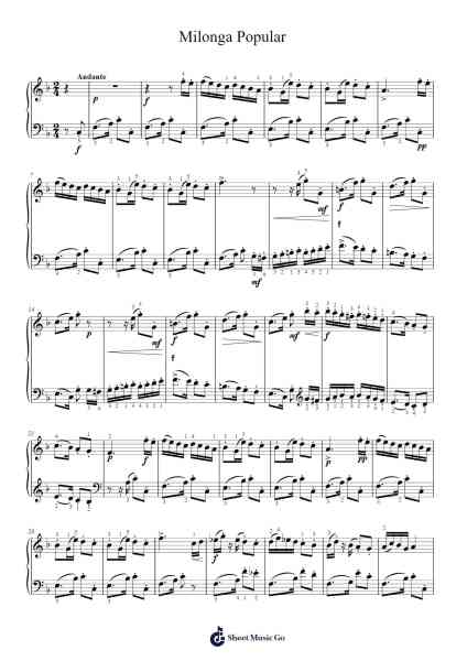 Milonga Popular Sheet Music by Alberto Williams-Arr.Crailynn Rodlan