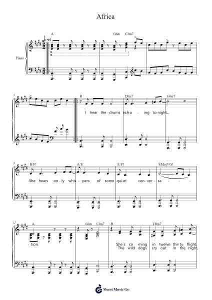 Africa Sheet Music by Toto-Arr.Hufaithe Deantate