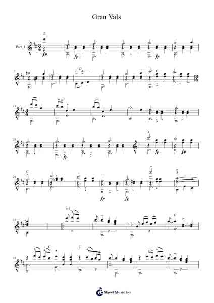 Gran Vals Sheet Music by undefined-Arr.Keatsshua Beareade