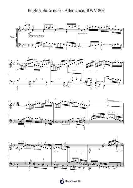 English Suite No. 3 in G Minor, BWV 808: I. Allemande Sheet Music by Johann Sebastian Bach-Arr.Galepiers Vasa