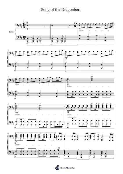 Song of the Dragonborn Sheet Music by Beerchols-Arr.Aumeo Glennrine
