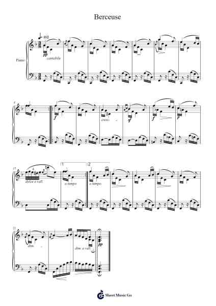 Étude Op. 109 No. 7 "Berceuse" Sheet Music by Friedrich Burgmüller-Arr.Vioo'neil